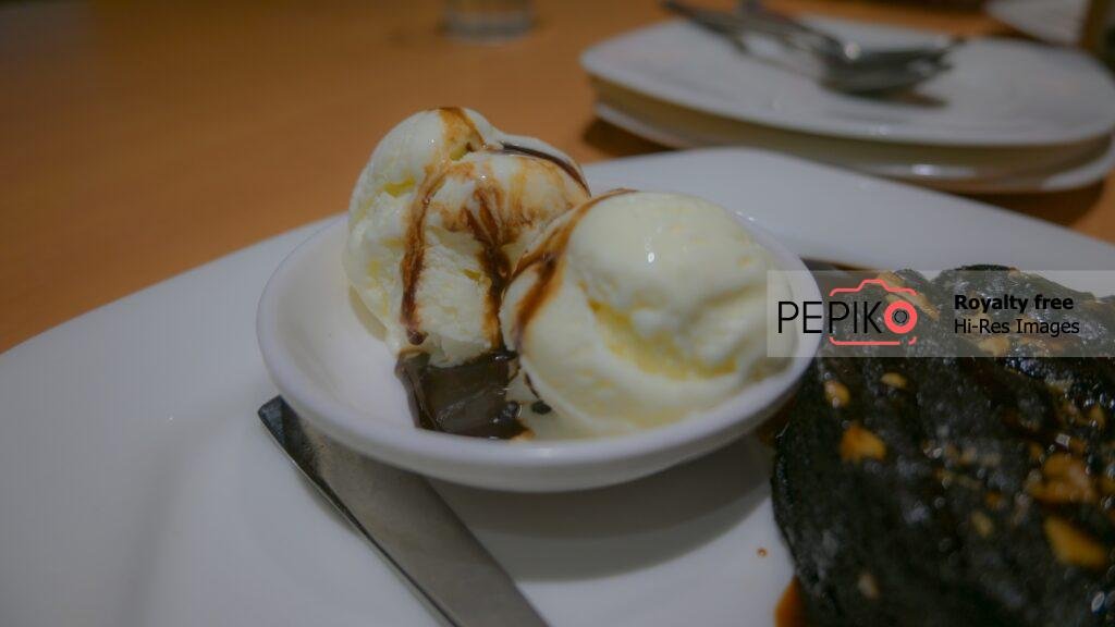 Hot Chocolate Brownie served with vanilla ice-cream.