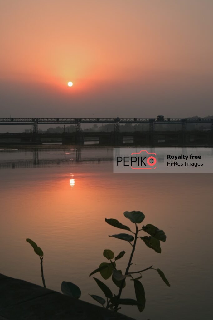 
									Sunset view from water dam in Ropar Punjab India