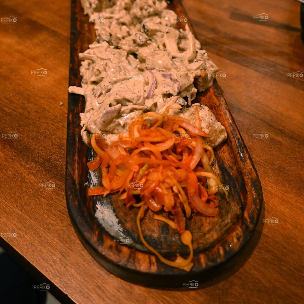 Indian spicy street food soya champ with onion salad