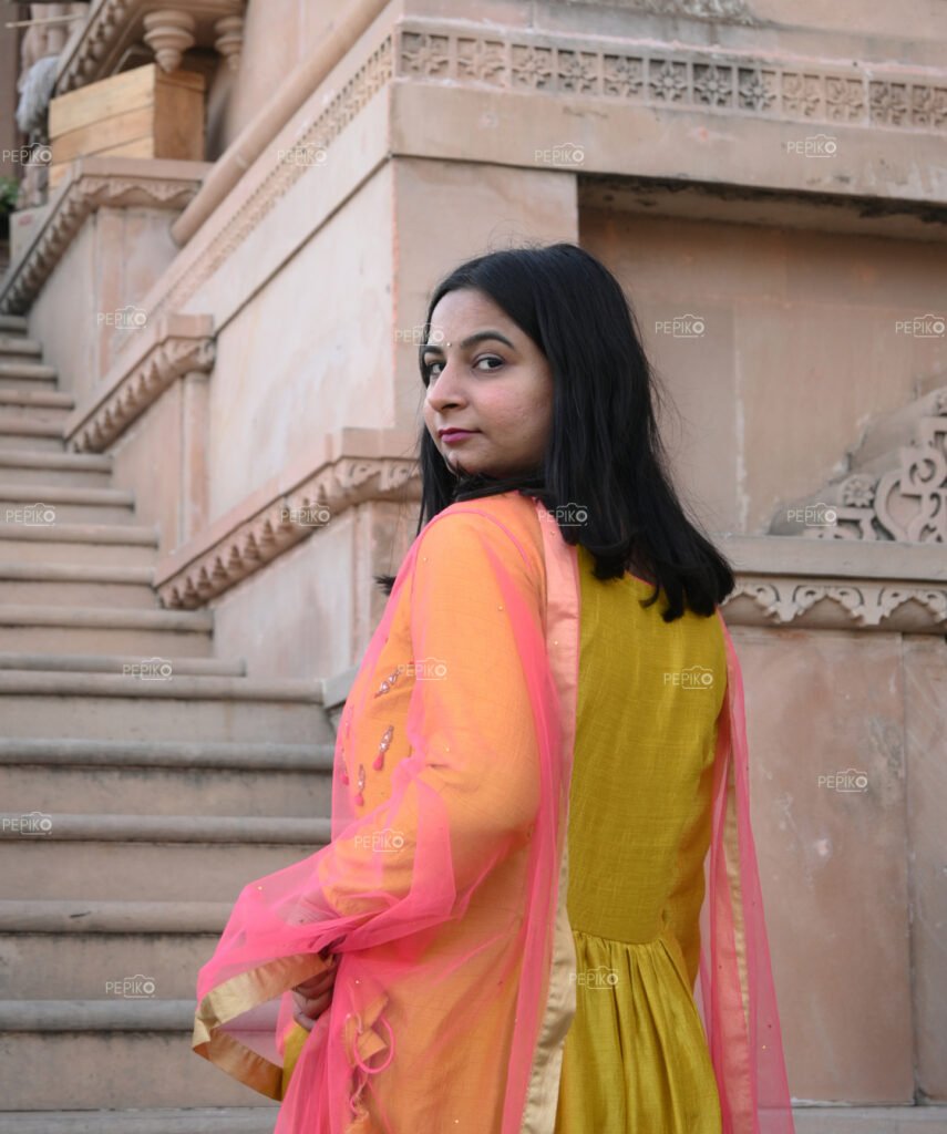 Portrait of an Indian women with yellow dress