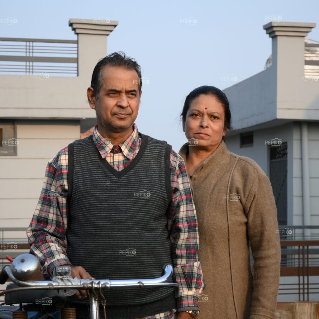 Portrait of mature Man and mature women with cycle / bicycle