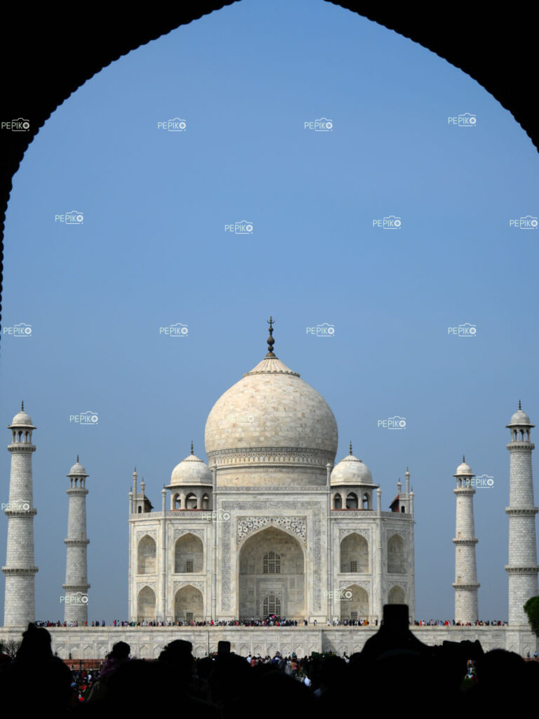 Memorable view of The Taj Mahal, India from main entry